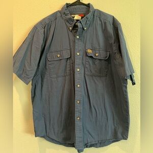 Wrangler Riggs Workwear Short Sleeve Button Up Shirt Blue Men's XXL